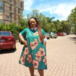 African print white collar dress - Uzuri